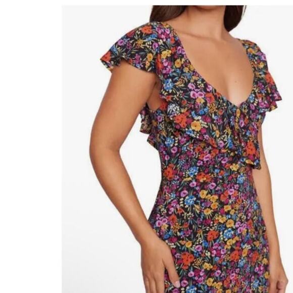 Lost + Wander Sleeveless Flora Garden Asymmetric Hem Ruffled Midi Dress XS - Picture 3 of 11